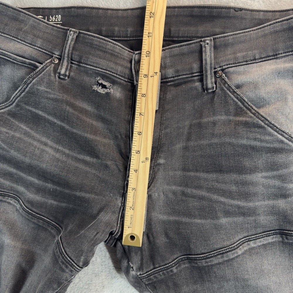 G-Star Raw 5620 3D Skinny‎ Jeans Mens 36x32 Black Distressed Stretch Rocker Moto - Picture 14 of 16